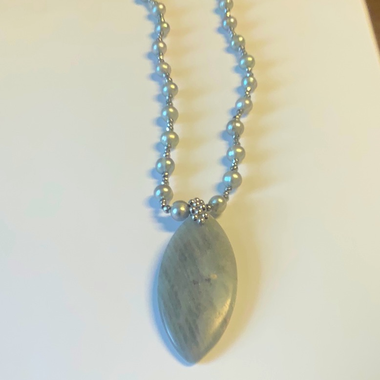 Stone And Silver Pearl Sterling Silver Necklace